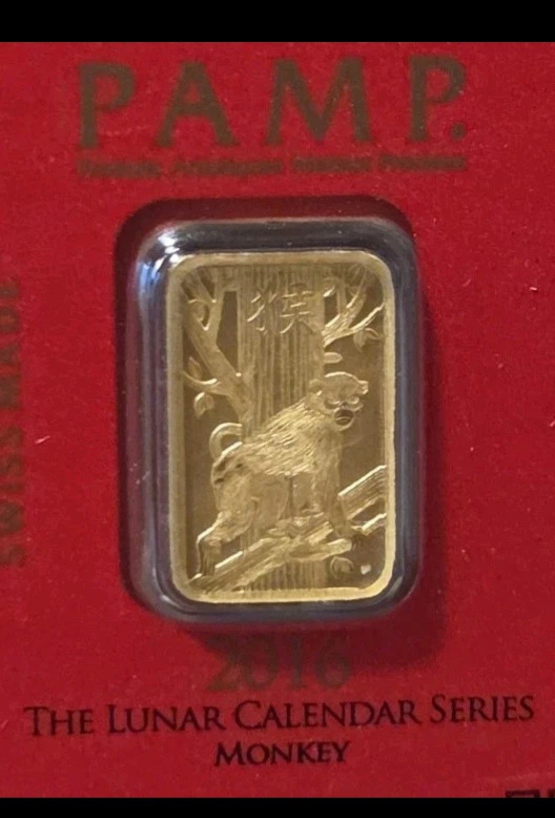 2016 Pamp Lunar Monkey Gold Bar – 1g
