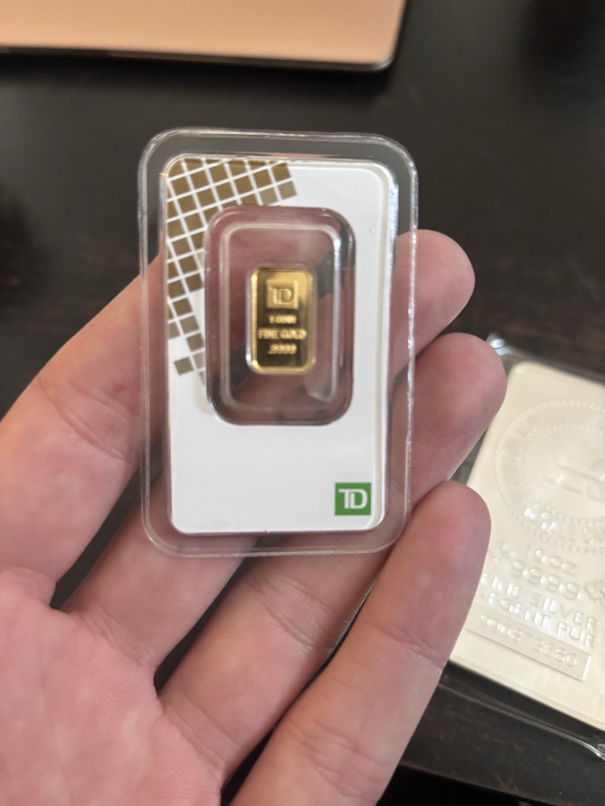 Classic 1 gram TD Bank .9999 Fine Gold Minted Bar in Sealed Card