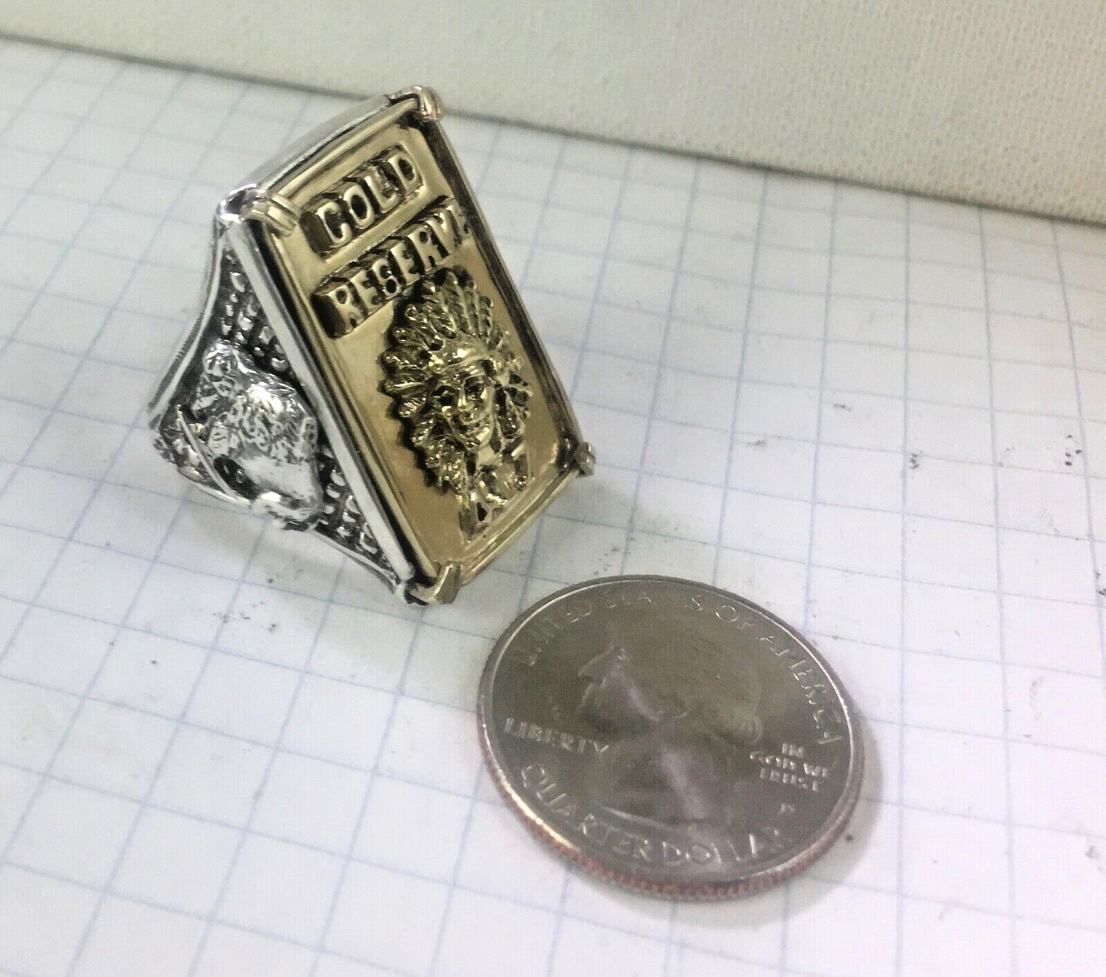 10 Karat Gold Indian chief Ingot Sterling silver ring