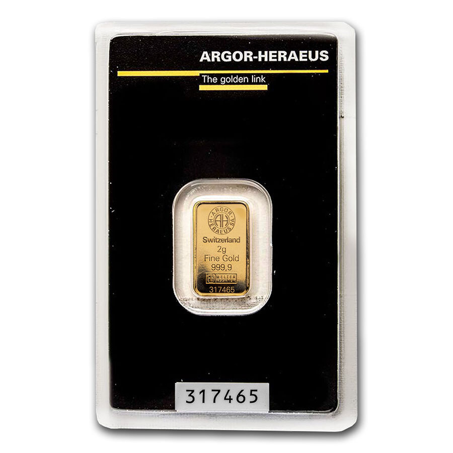 2 gram Gold Bar – Argor-Heraeus (In Assay)