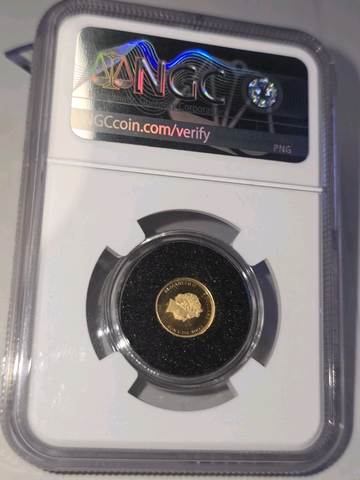 2021 Cook Islands 1/2 Gram Gold Montana Mourning Cloak Pf70 *Cracked Case