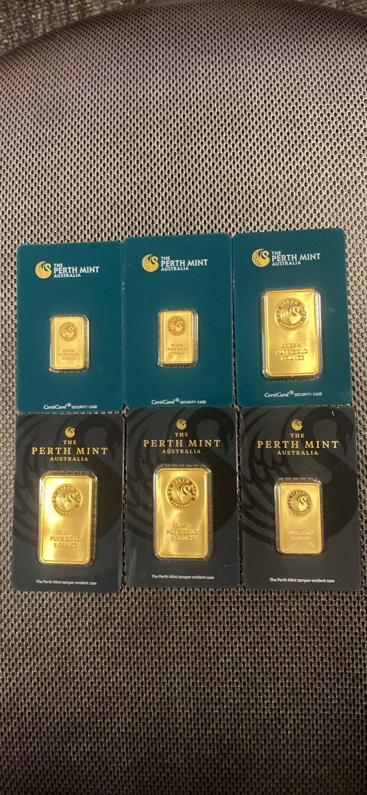 Pamp & Perth Minted Golden And Silver Bullion Bars.