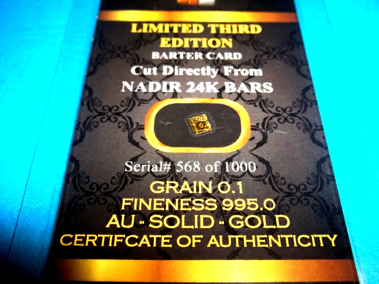 24K GOLD BULLION GRAINMINT CERT CARD