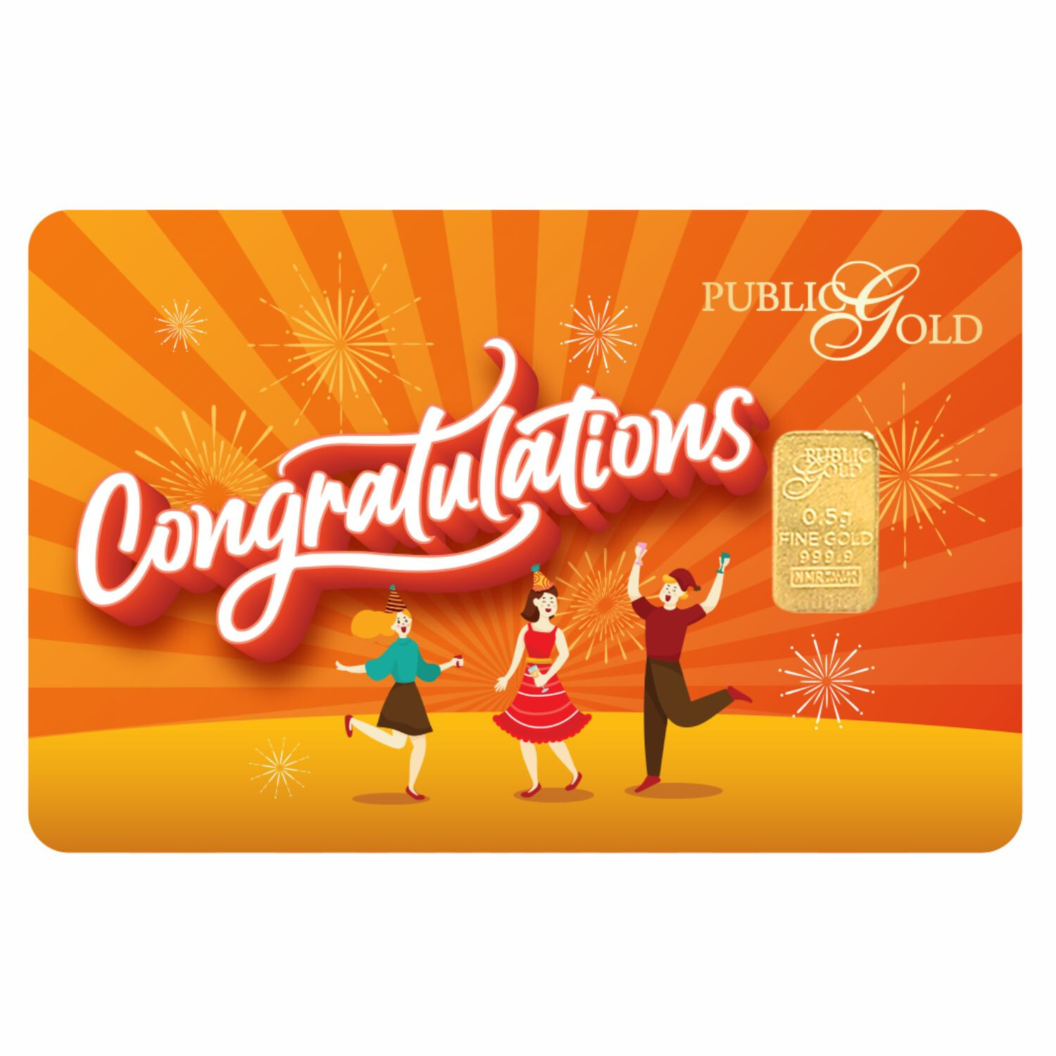 Congratulations Limited Edition Gold Bar 0.5gram 999.9 FreeShip