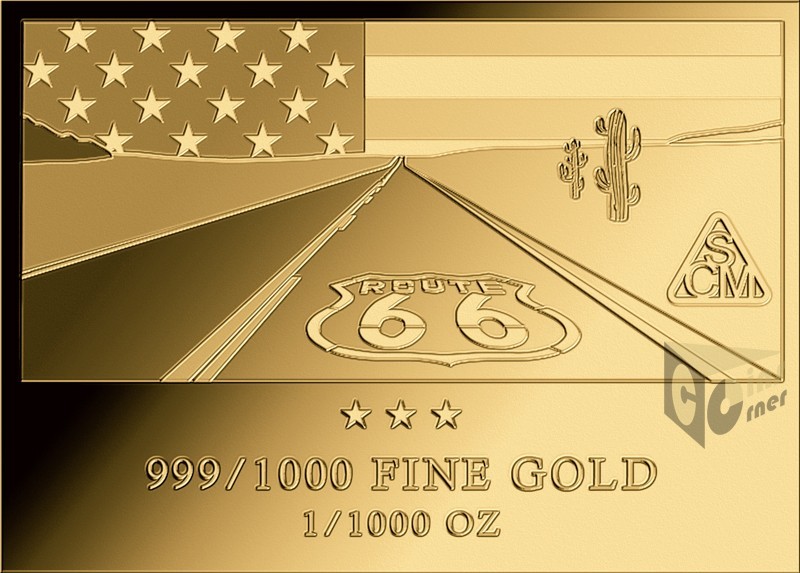 Route 66 America Series 1/1000 Oz 999 Gold Medal