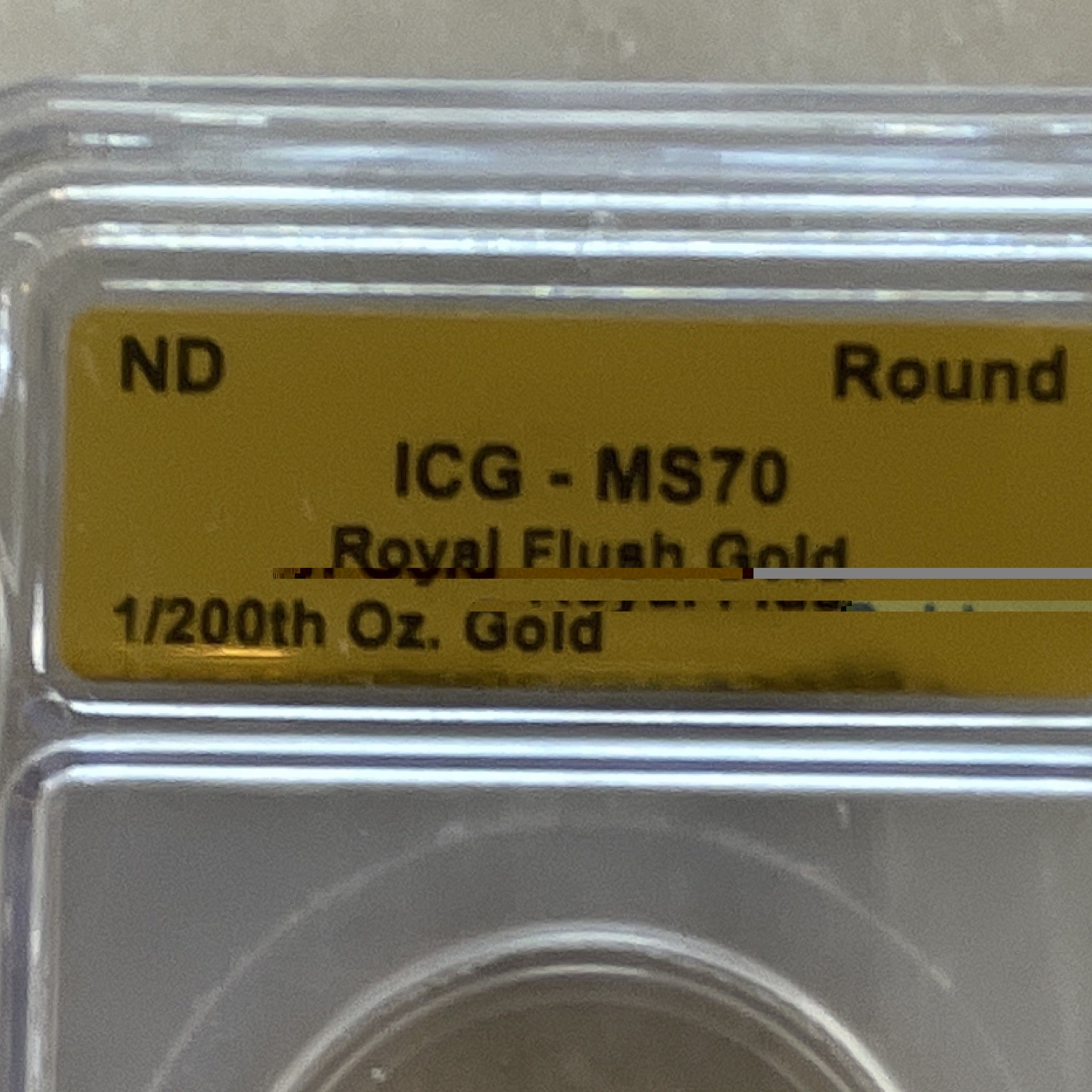 ICG MS70 Royal Flush Gold 1/200 oz Gold Round ND Slabbed