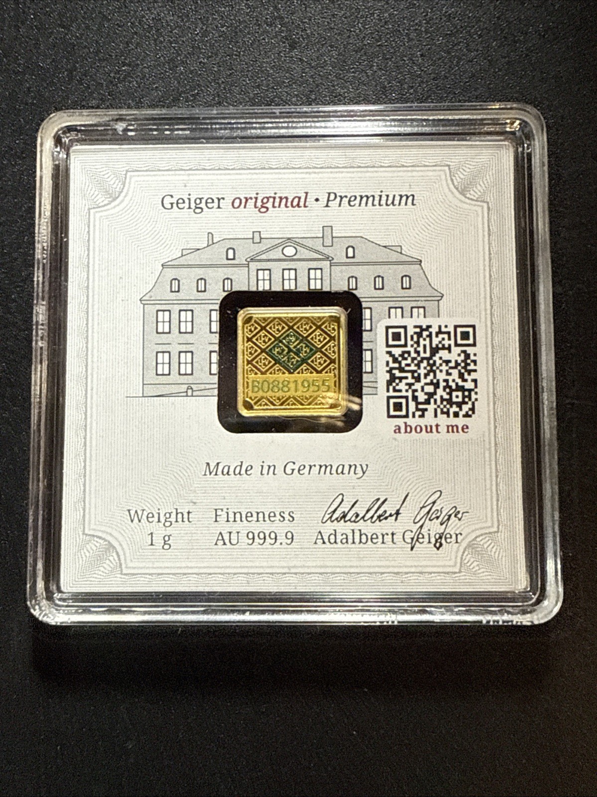 Merry Christmas Geiger In Assay-1 Gram Gold Bar (Only 1,000 Mintage) 999.9 Fine