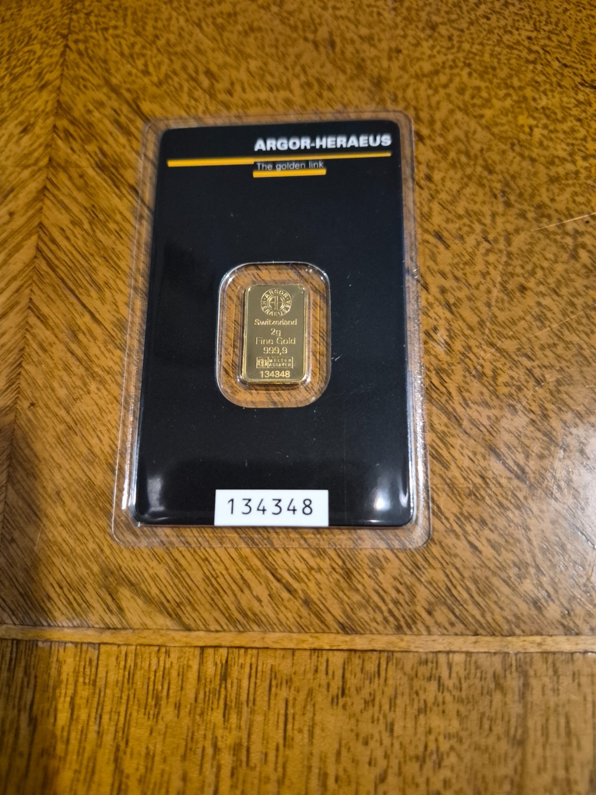 2 gram Gold Bar – Argor Heraeus – 999.9 Fine in Assay