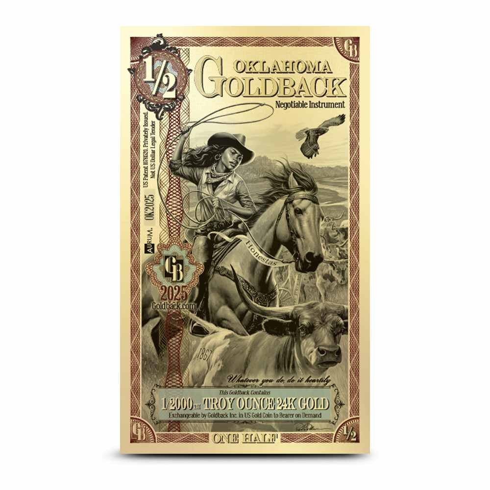 1/2 Oklahoma Goldback Gold Note (100 Pack, New)
