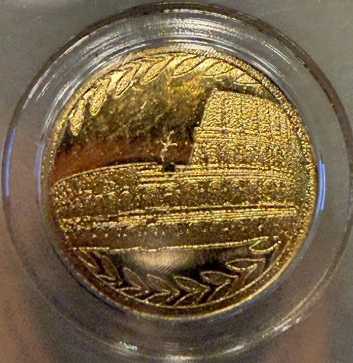 PCGS MS69 Colosseum Gold Round ND 1/500 oz Gold Precious Metal Content