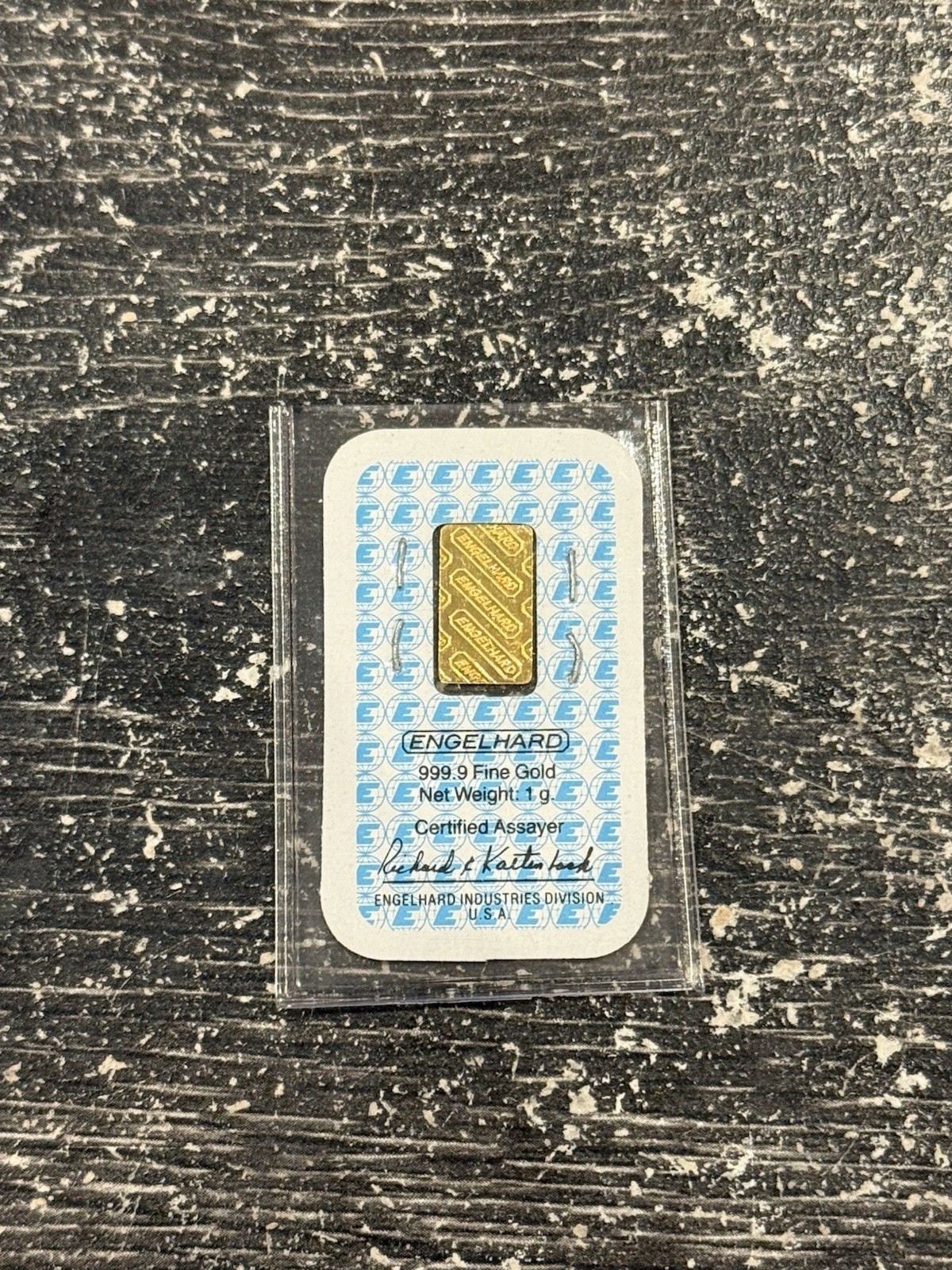 1 gram Gold Bar – Engelhard (In Assay)- Vintage ASSAY- “E” Series Rare