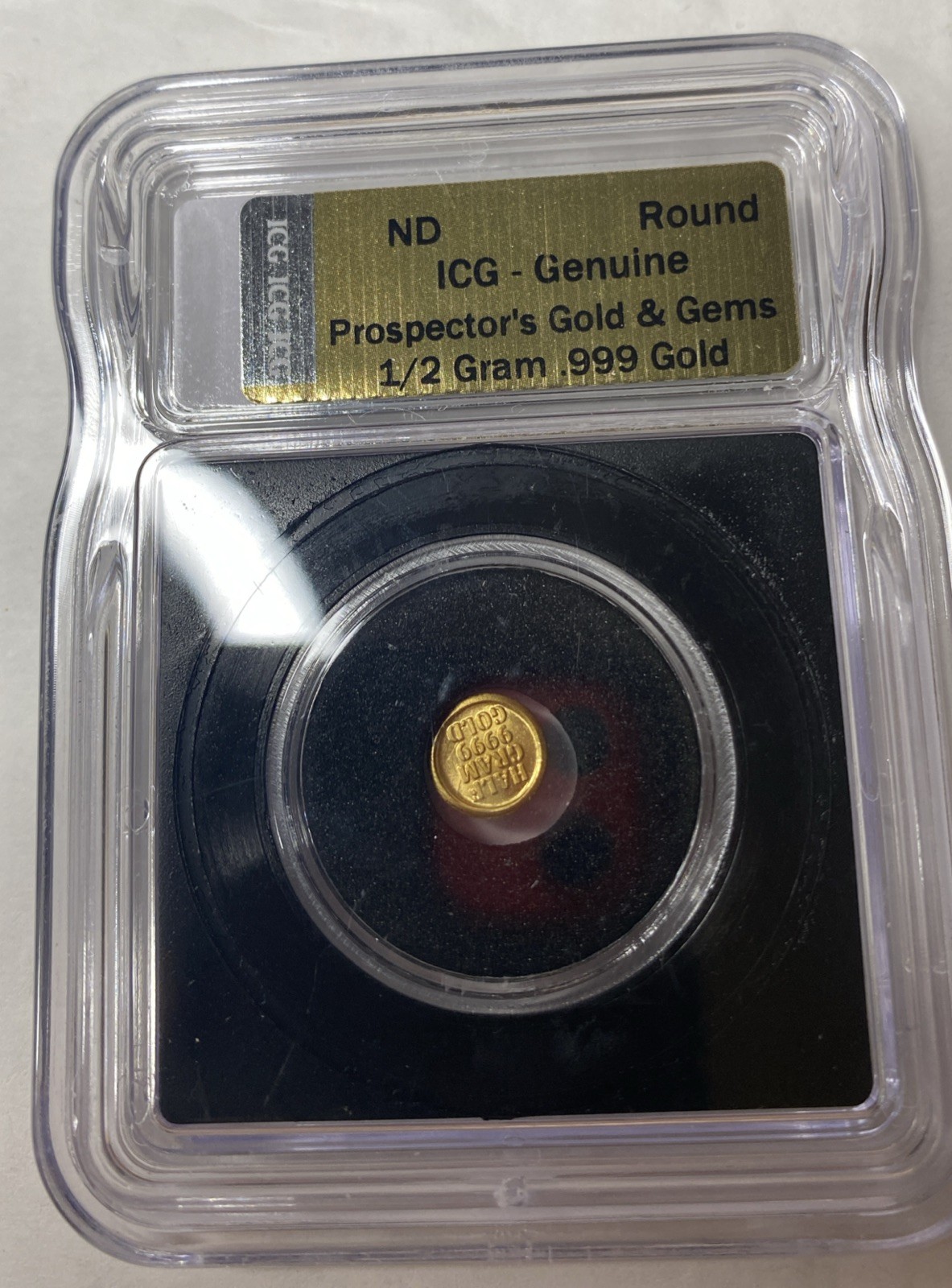 1/2 Gram .999 Gold Round Prospector’s Gold & Gems ICG Genuine Bullion Breakers