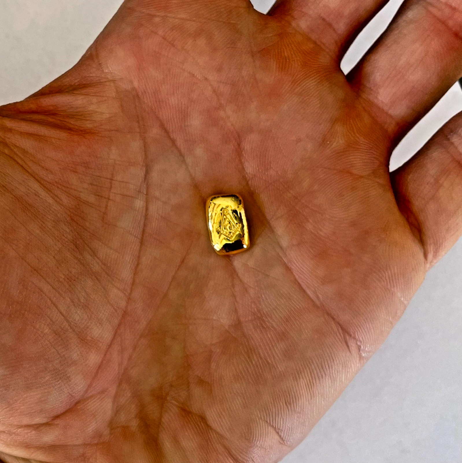 FreeMason 5 g GOLD .9999 hand poured 2026 bar 99.99% pure solid gold masonic