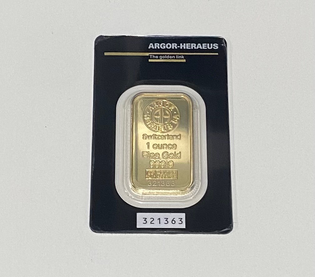 Argor-Heraeus Switzerland 1 oz 999.9 Fine Gold Bar in Assay Card