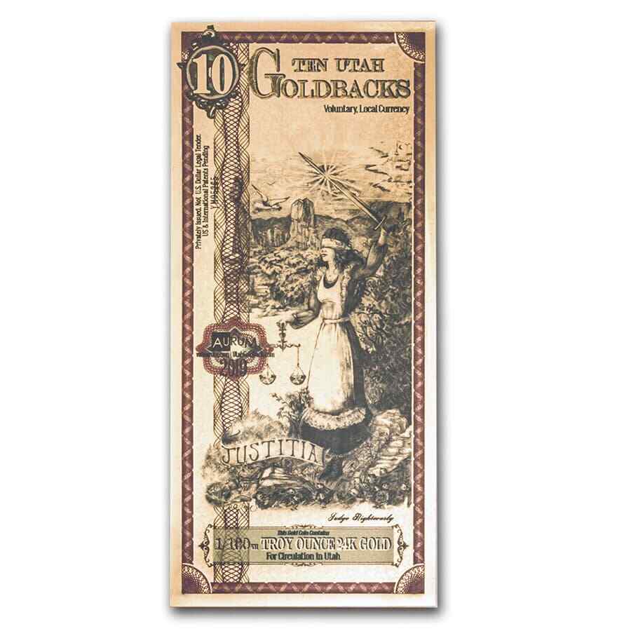 10 Utah Goldback – Aurum Gold Foil Note (24k)