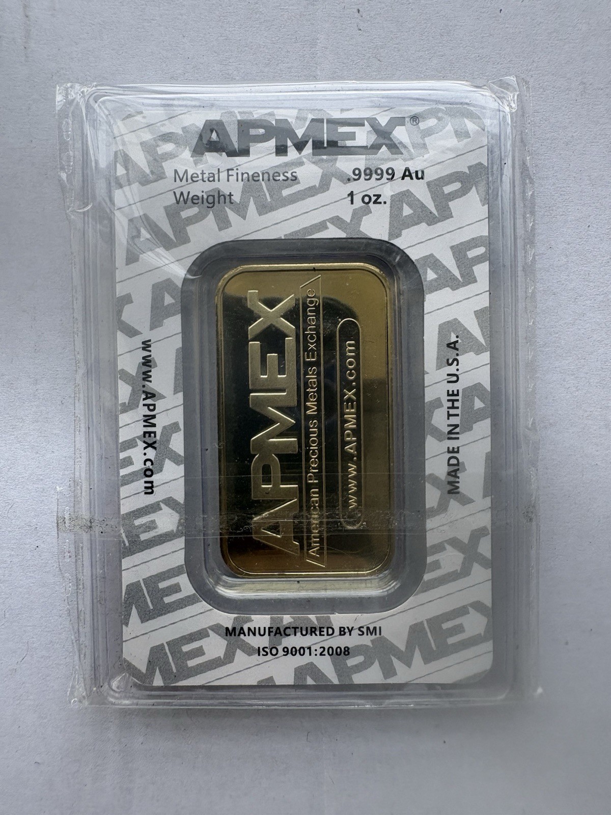 APMEX 1 oz .9999 Fine Gold Bullion Bar Manufactured by SMI Made in USA