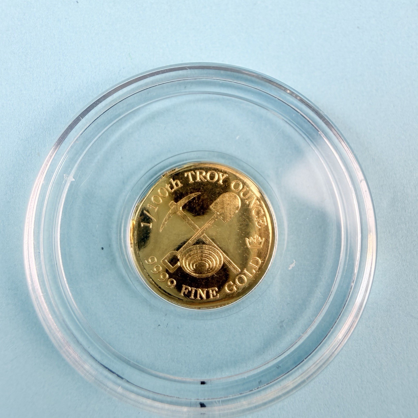 1/100 Oz .9999 Gold MPM Monarch Precious Metals Prospector Gold Round in Capsule