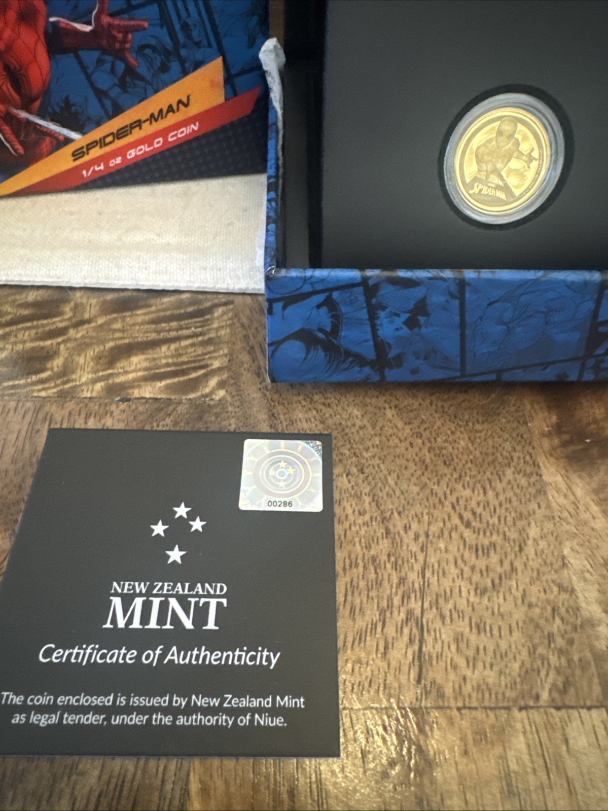 🕷️Marvel Spider-Man🕷️1/4 oz Gold Proof Coin Limited Edition 💥 COA #286