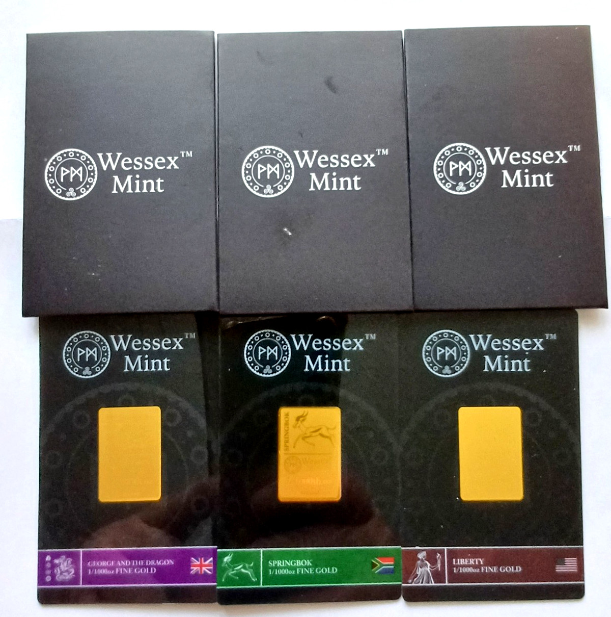 Wessex Mint 1/1000th oz x 3 Fine Gold Bars Bundle 999.9 24ct RRP £39.99 each