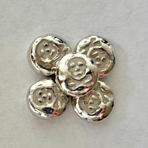 ONE – 1g Platinum .9995 hand poured bar + 1g . 999 Silver bar pirate skull bones