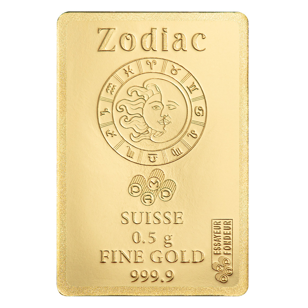 Pamp Suisse Zodiacs 0.5g Gold Bar in Assay Card – Aries