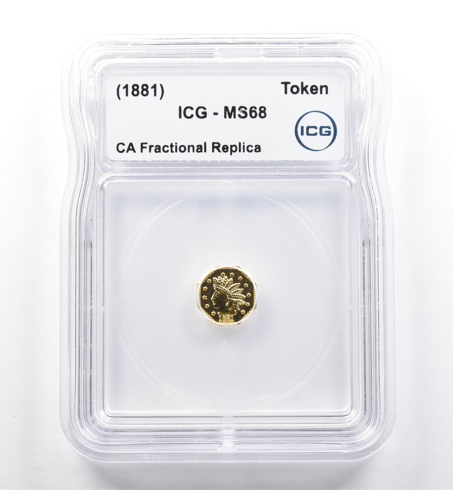 (1881) California Fractional Gold Token Indian Head 1/2 Dollar MS68 ICG *7436