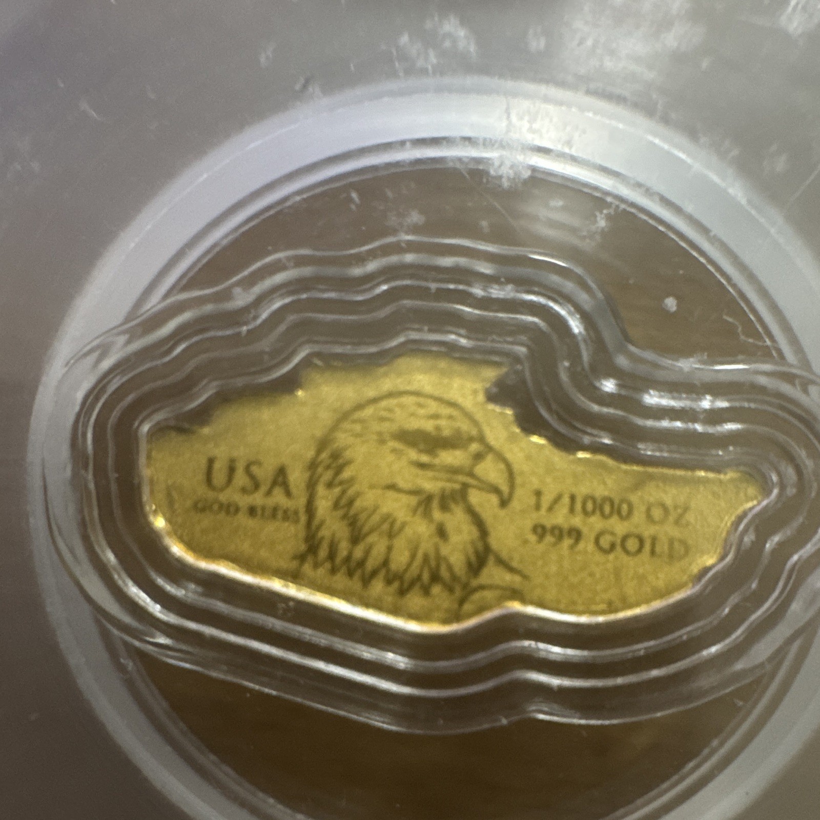 USA Gold Stars 1/1000 oz .999 Gold Army Tank Round ICG MS70 Slabbed