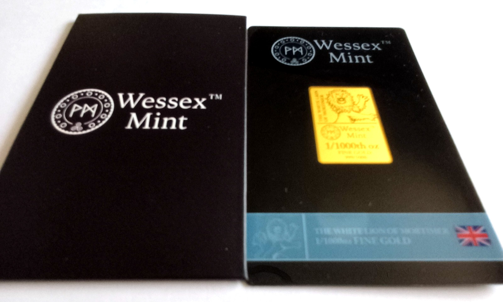 1/1000th oz Gold 999.9 White Lion Bullion Bar x 1 With Sleeve by Wessex Mint