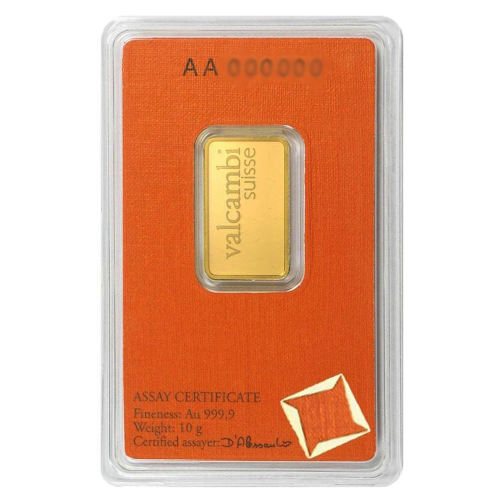 10 Gram Valcambi .9999 Fine Gold Bar in Assay