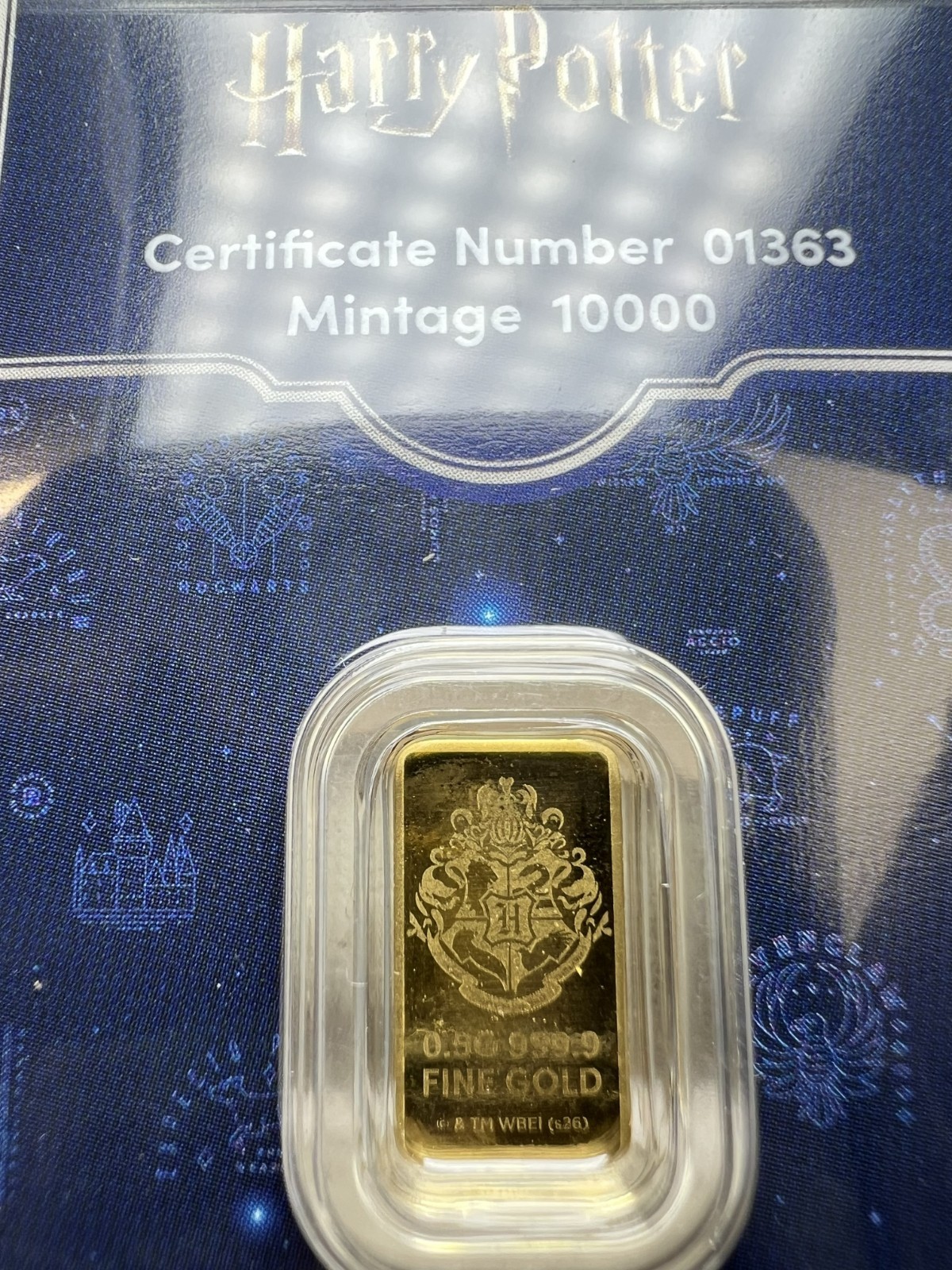 Harry Potter 25th Years of Magic 0.5g Gold Bar In Assay Limited Edition