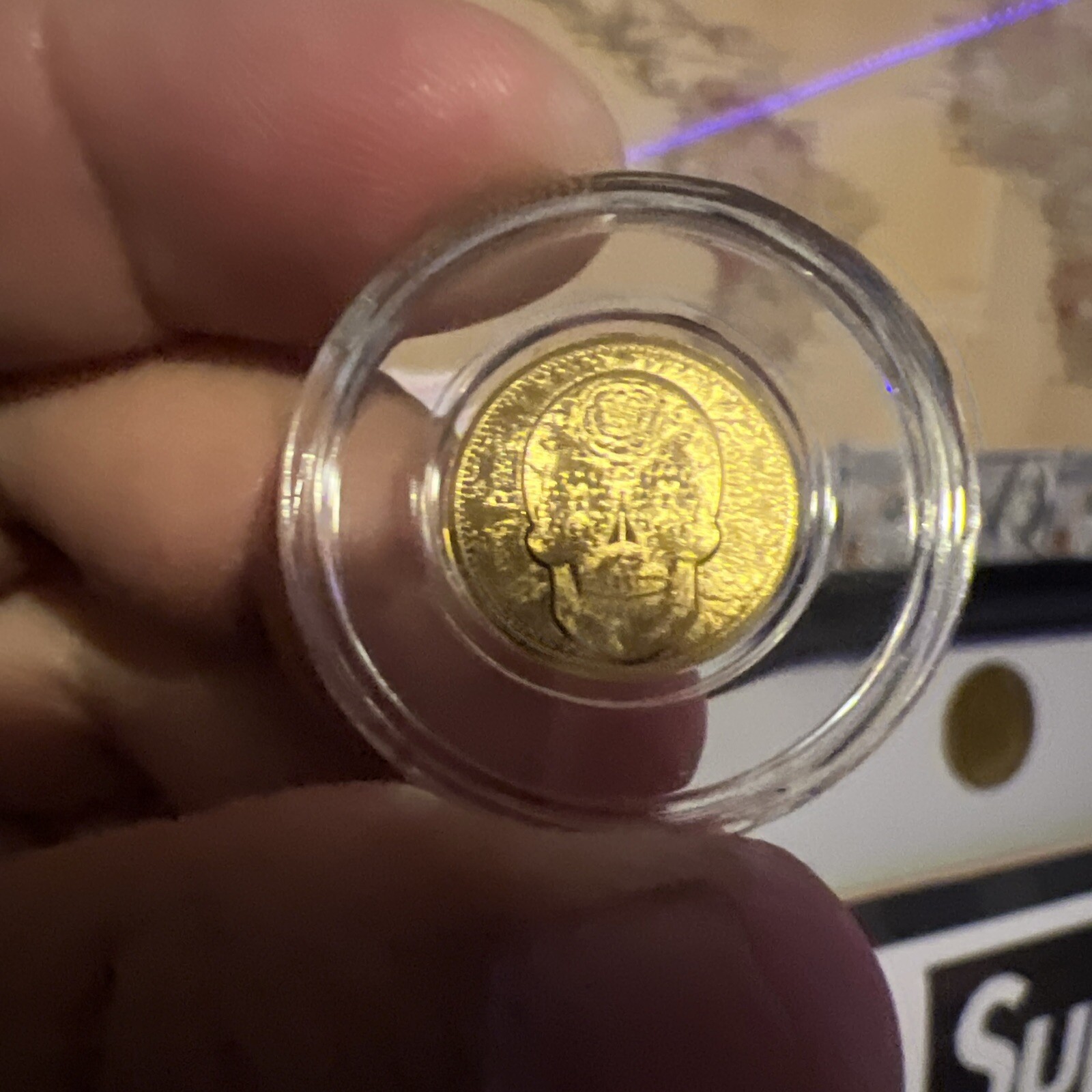 1/100th oz .9999 Fine GOLD Skull Dia De Los Muertos in Capsule FRACTIONAL GOLD