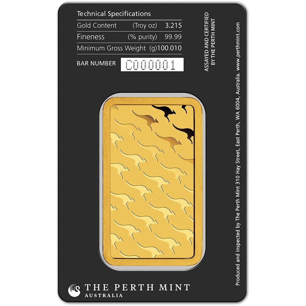100 gram Gold Bar – The Perth Mint – 99.99 Fine in Sealed Assay