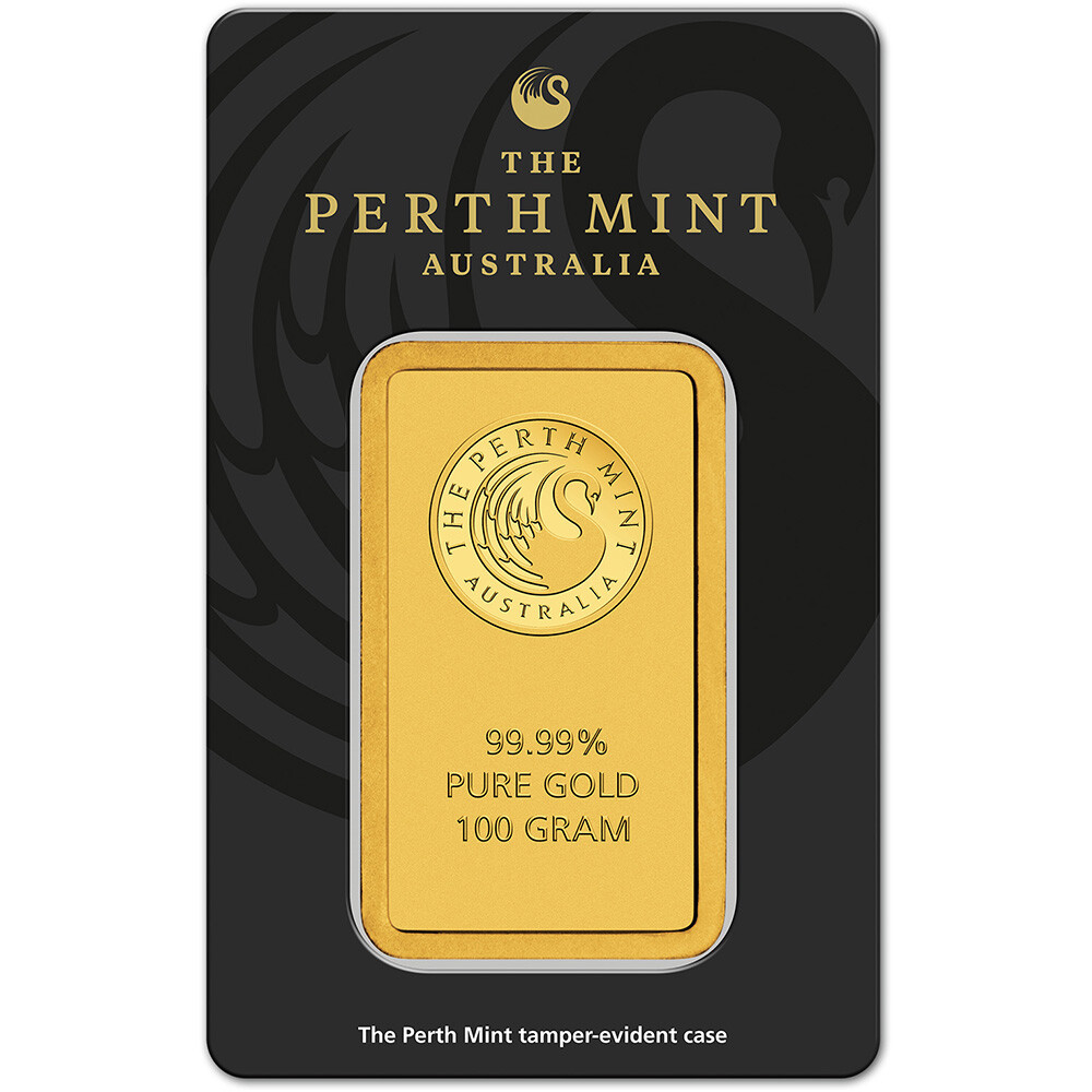 100 gram Gold Bar – The Perth Mint – 99.99 Fine in Sealed Assay