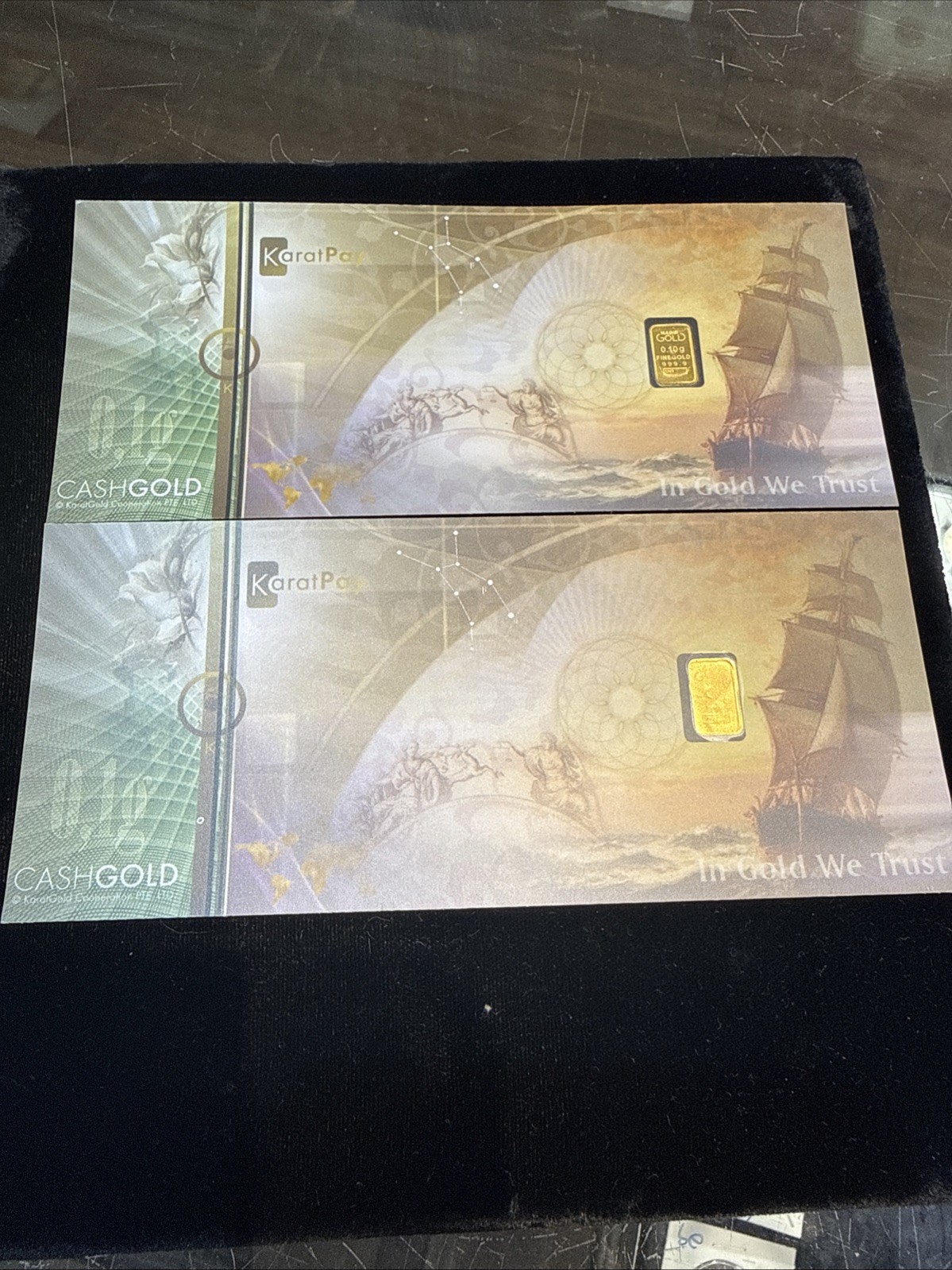 KARATBARS .1 GRAM .9999 FINE 24K GOLD BARS KARATPAY 1/10G SET OF 2