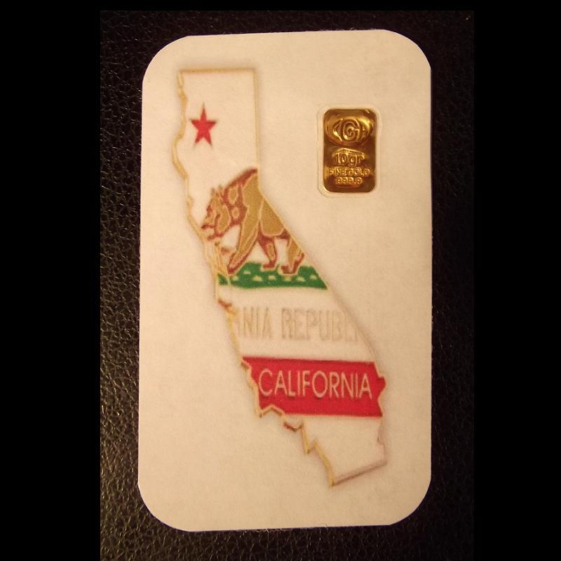 10 GRAlN(NOT GRAM) 24K PURE.999 CALIFORNIA COA GOLD BULLION BAR Bin17