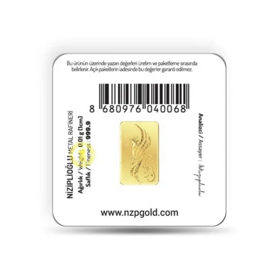 GOLD BAR 0.01 Grams 999.9 Fine Gold NZP Gold Bar 24 Carat Bar Gift
