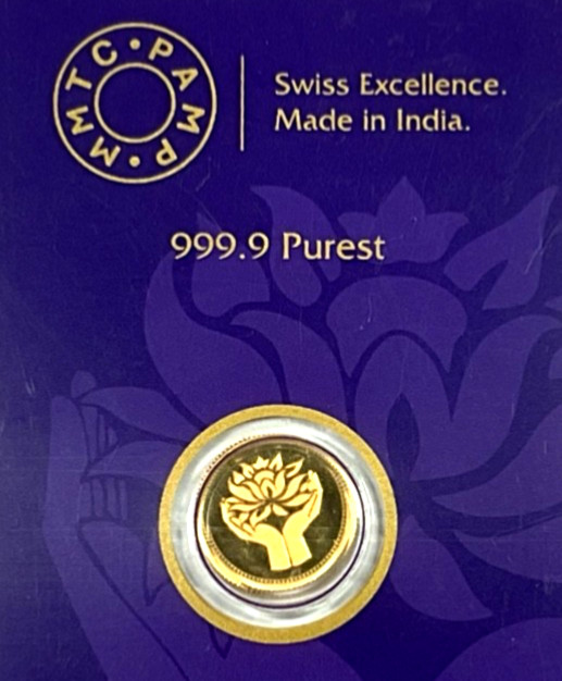Pamp MMTC Lotus 1 Gram Gold Round – Large Card Assay
