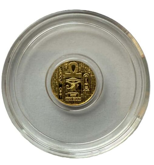 1/200th monarch Egyptian King Tut gold round in capsule