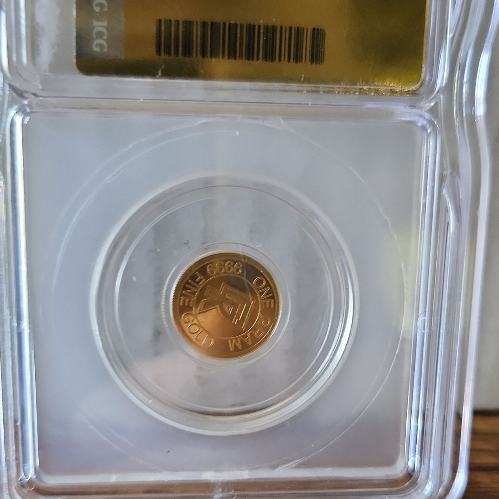 ICG MS70 PL Clean Ripz 1g .9999 Gold Round ND Slabbed 1 g Total