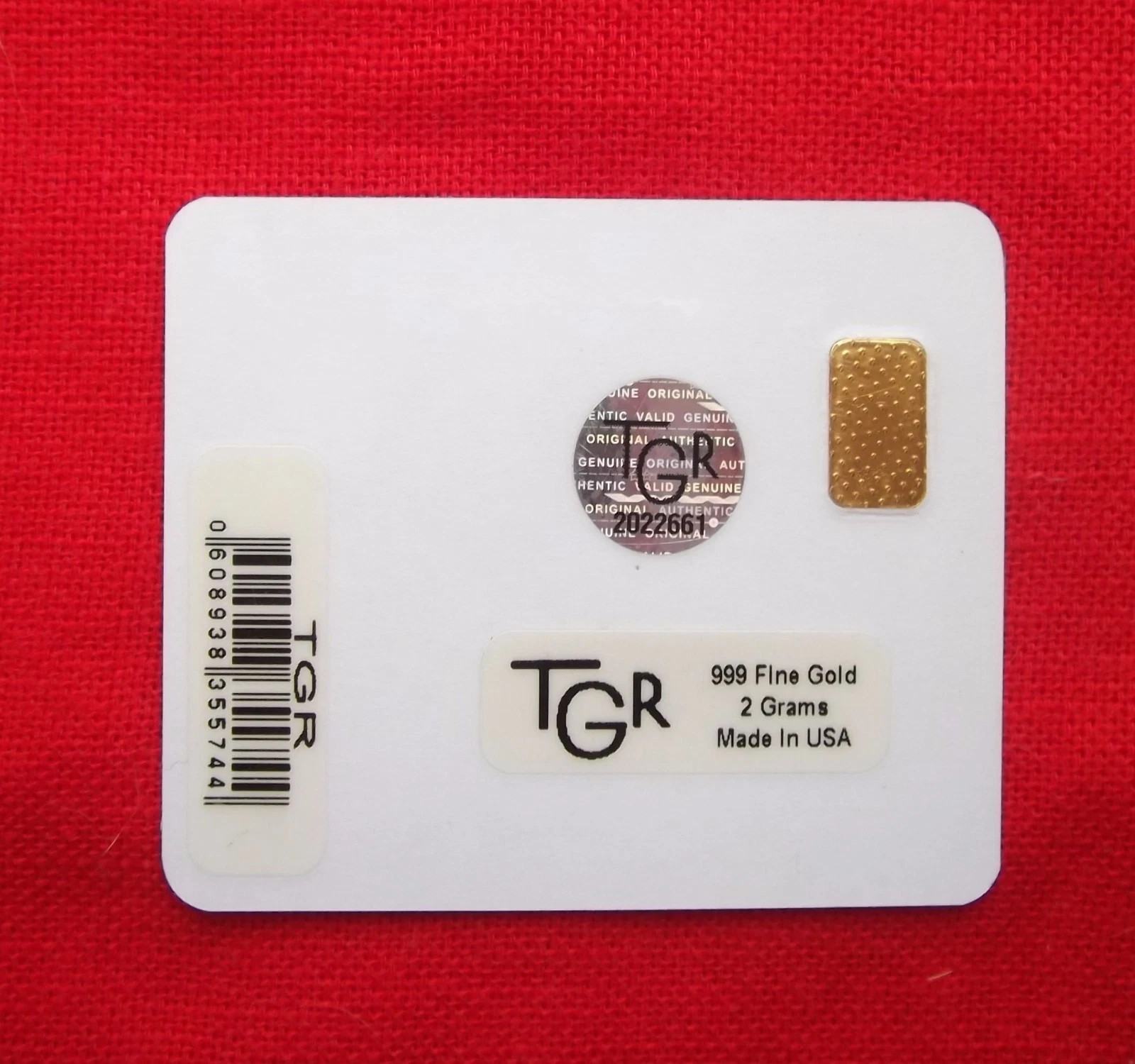 2 gram GOLD TGR BULLION Year of the Monkey 999 Gold Bar Sealed (In Assay)