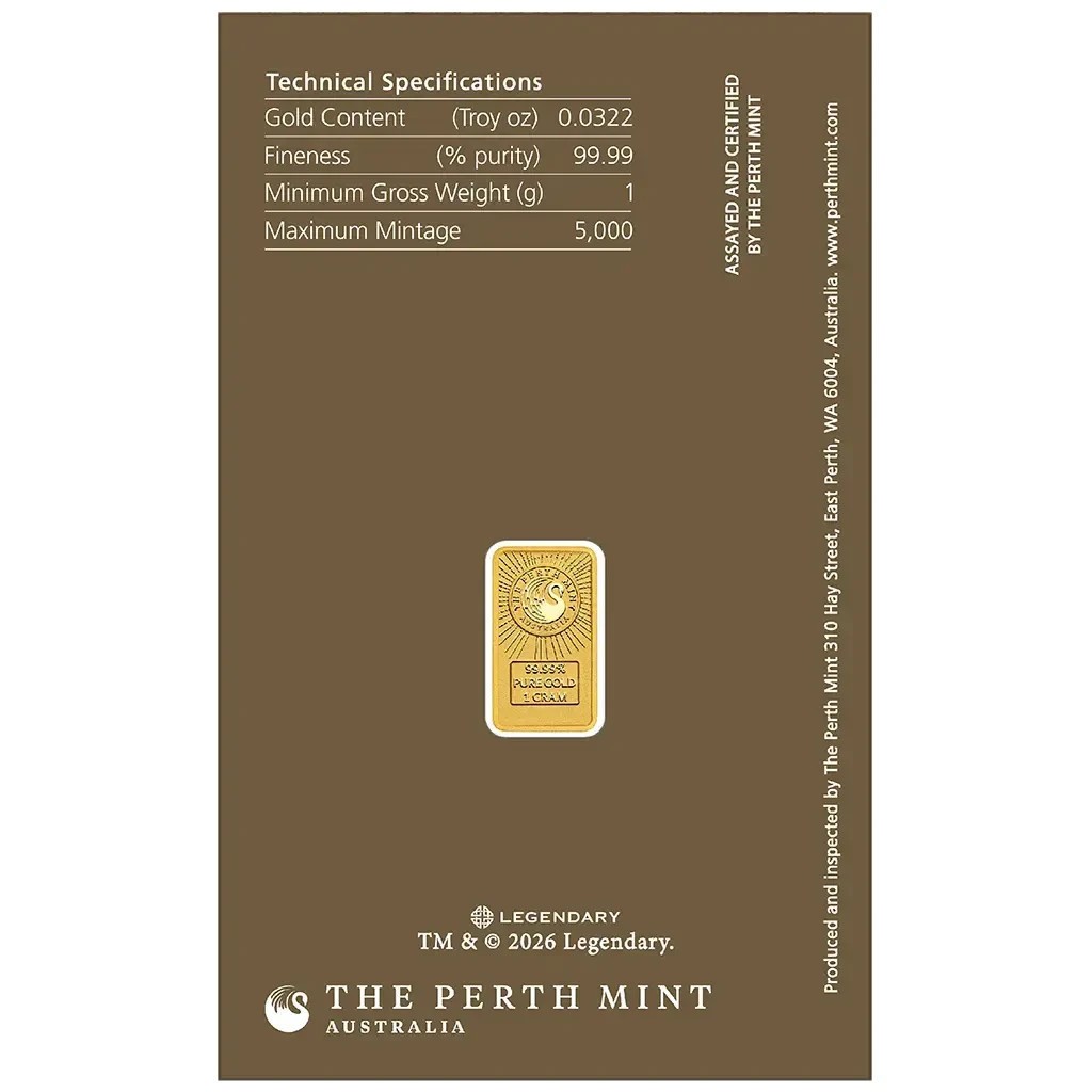 2026 Perth Mint DUNE 2026 1g .9999 Gold Minted Bar Minted Bar