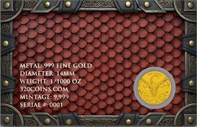 2026 Fire Dragon 1/1000 oz Gold Round (9,999 Mintage)
