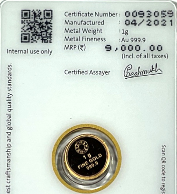 Pamp MMTC Lotus 1 Gram Gold Round – Large Card Assay