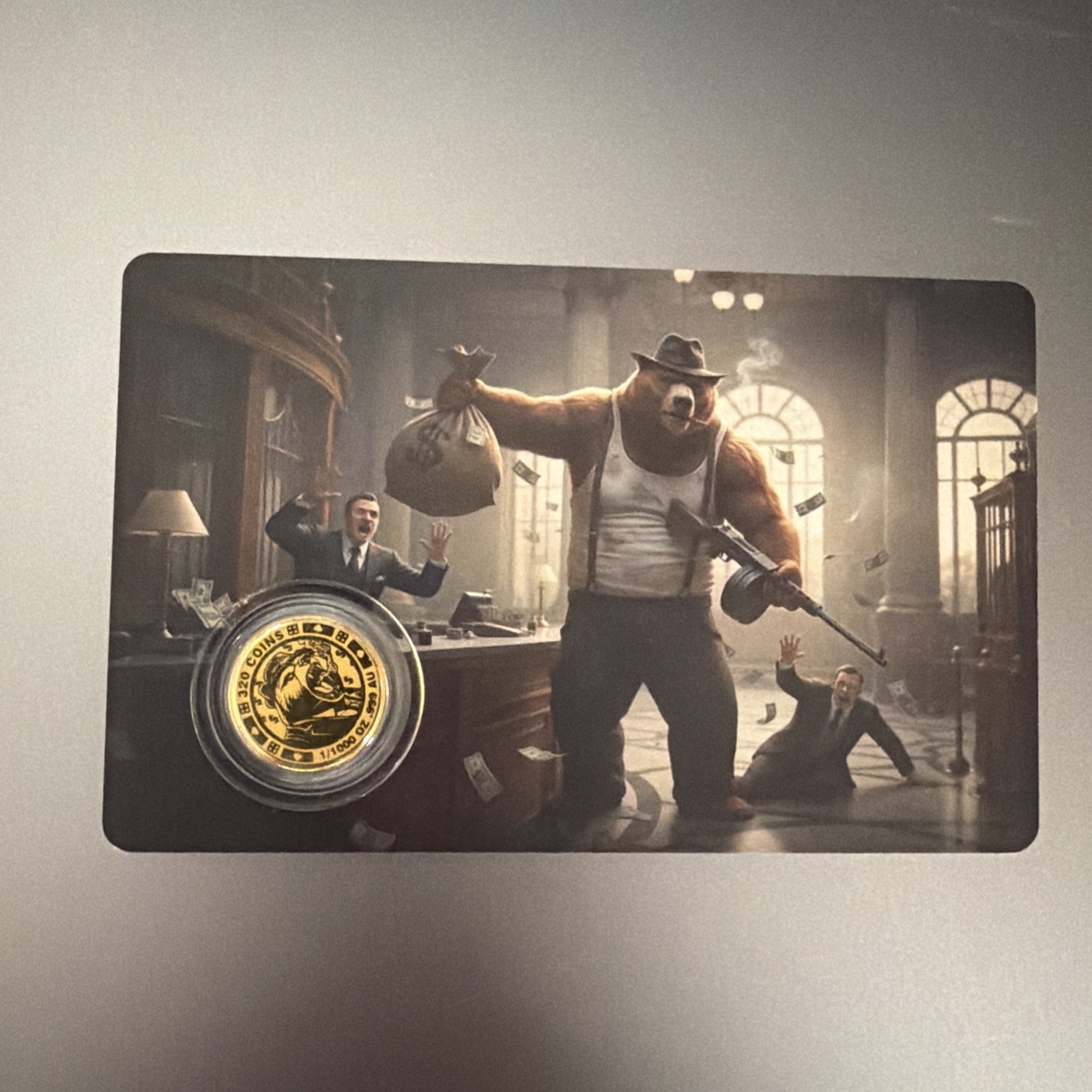 Gangster Mob Bear Gold 1/1000 Oz 999 Fine Round in COA Card