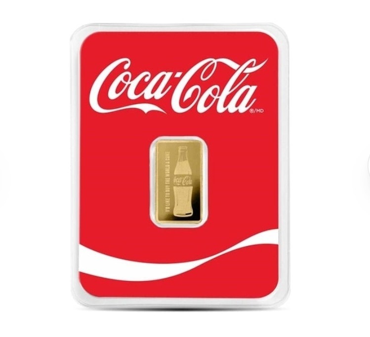 Pure Gold Coca Cola Bottle And Logo Limited Edition Gold Bar In Coke Assay