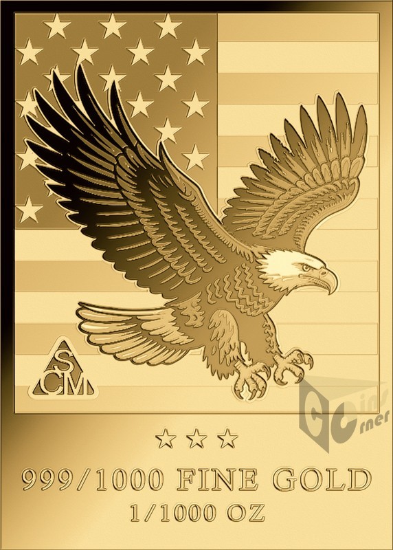 Bald Eagle America Series 1/1000 Oz 999 Gold Medal