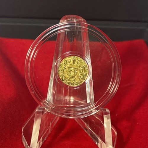 ⭐️1/200th Fine Gold Round Coin Egyptian King Tut w/ Capsule .9999 Fine Gold