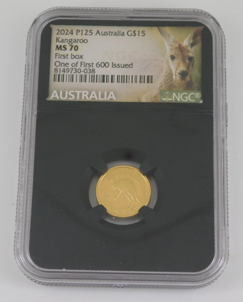 2024 1/10 P125 Australia G$15 Kangaroo MS70 First Box One Of First 600 Issued