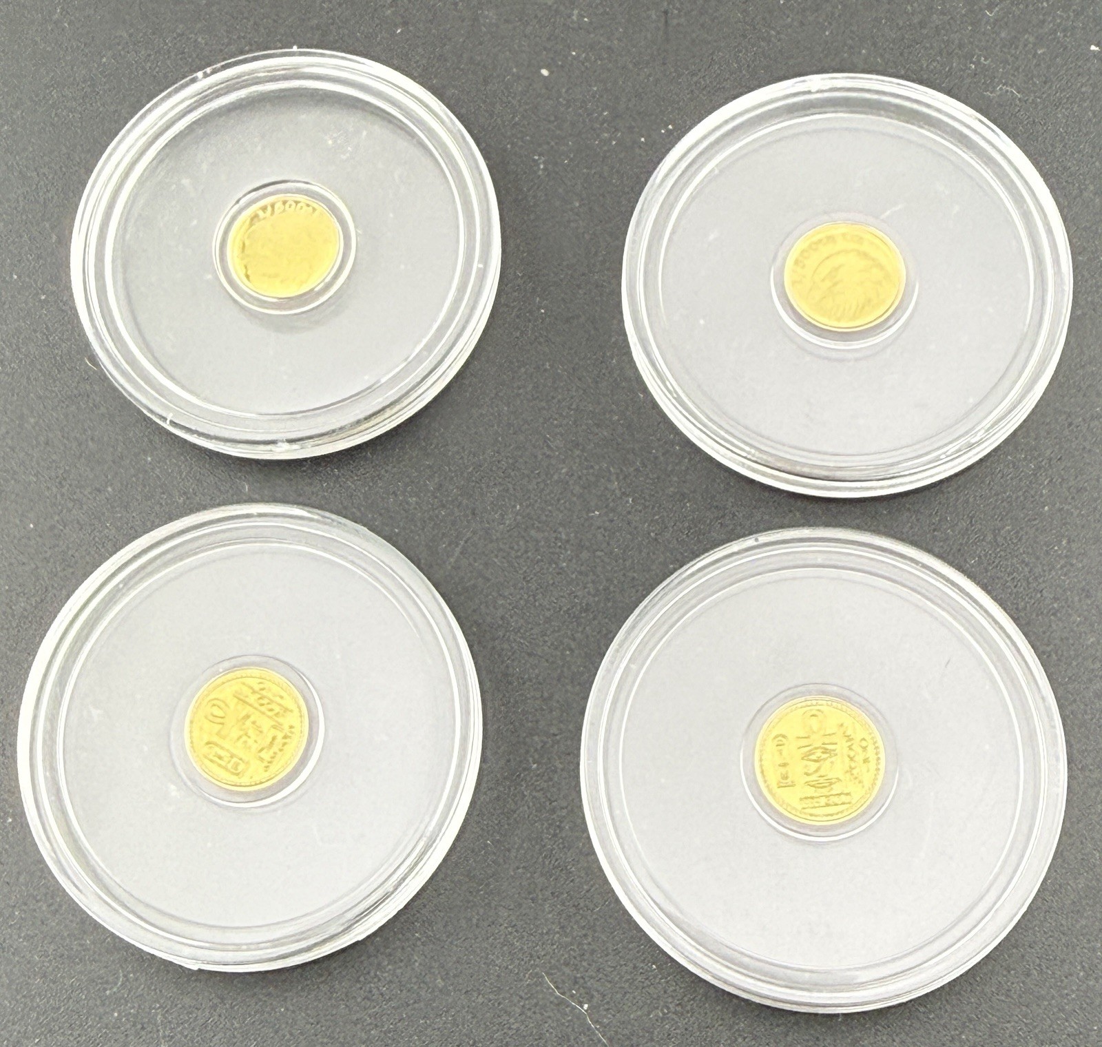 Lot Of (4) 1/500 .999 Gold Rounds Sealed In Capsule Eagle Egyptian