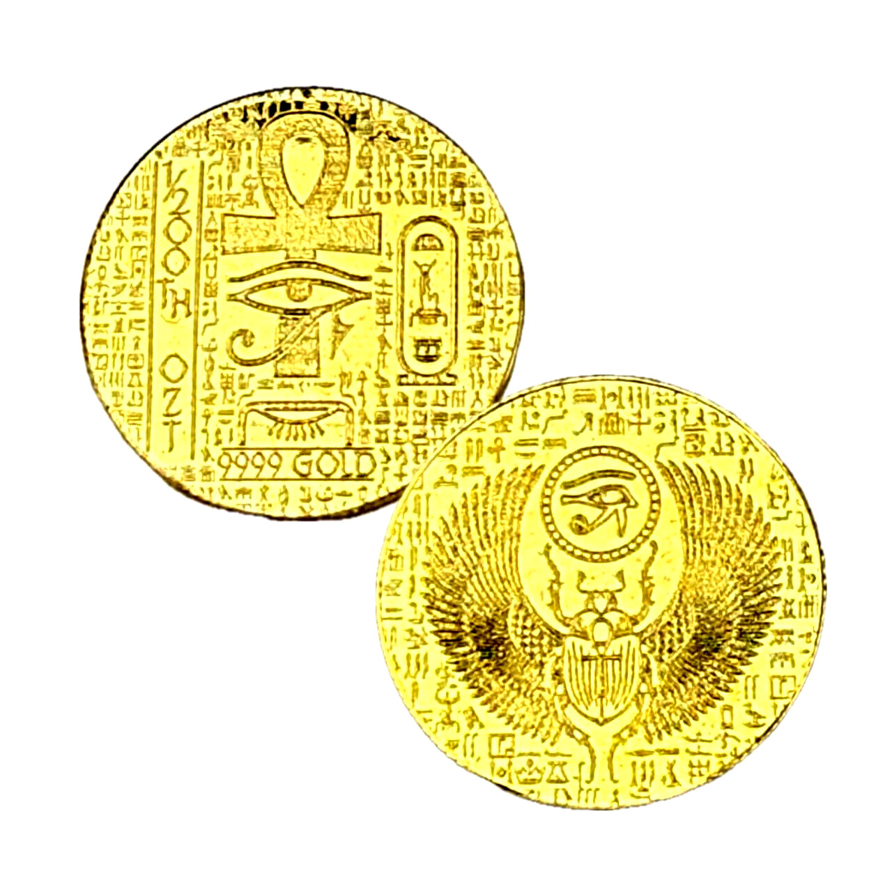 1/200 OZ MONARCH EGYPTIAN .9999 FINE GOLD ROUND IN SEALED CAPSULE BU